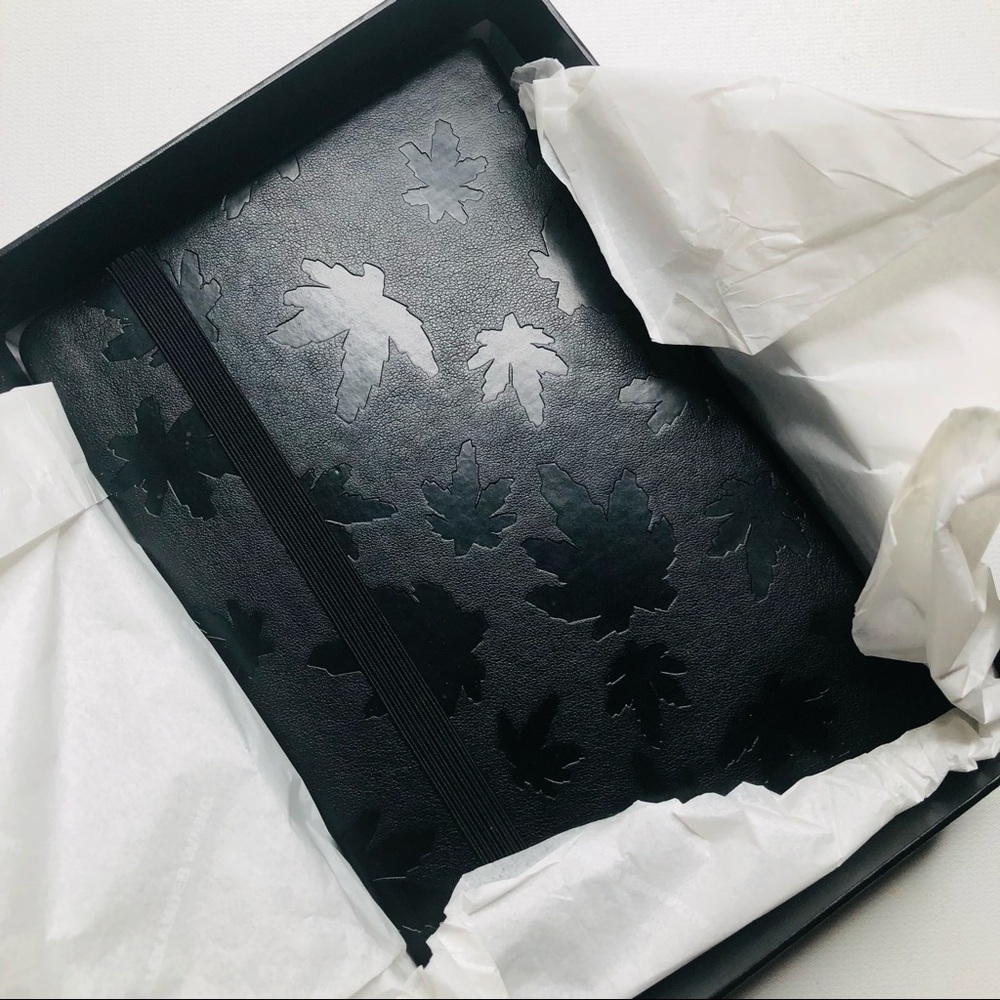 Alexander Wang Leaf Leather Notebook in Black BoxBag Included Sketch Blank Pages